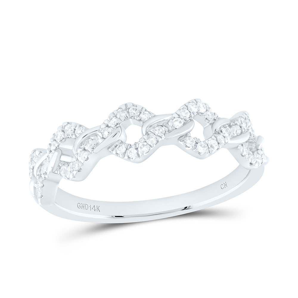 14kt White Gold 1/5 Cttw Diamond Fashion Cuban Ladies Wedding Engagement Anniversary Ring, Women Size: 5-9