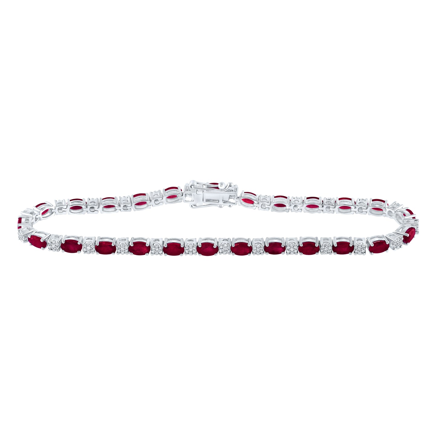 14kt White Gold 1/2 Cttw Diamond 6 1/4 Cttw-ruby Natural Gem Bracelet, Length: 7 Inch