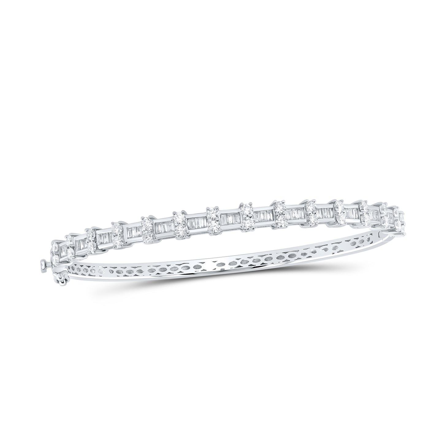 14K White Gold 1 7/8Ctw Natural Diamond Ana M Fashion Ladies Bangle (63X51Mm)