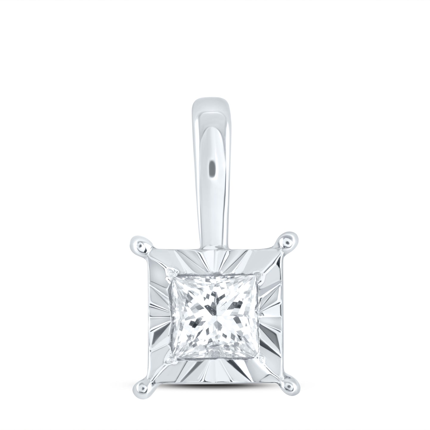 10kt White Gold 1/6 Cttw Diamond Fashion Square Pendant