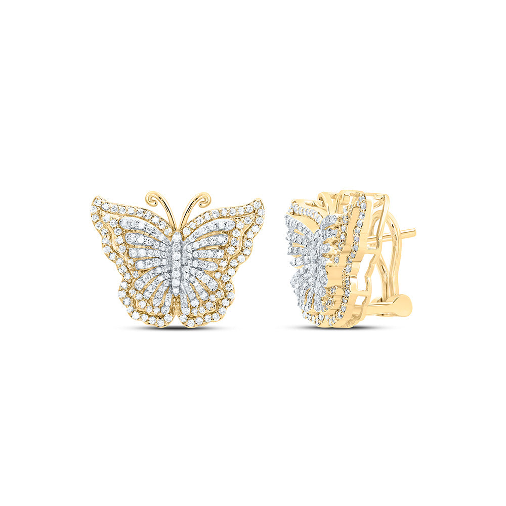 14kt Yellow Gold 1 Cttw Diamond Fashion Butterfly Earring