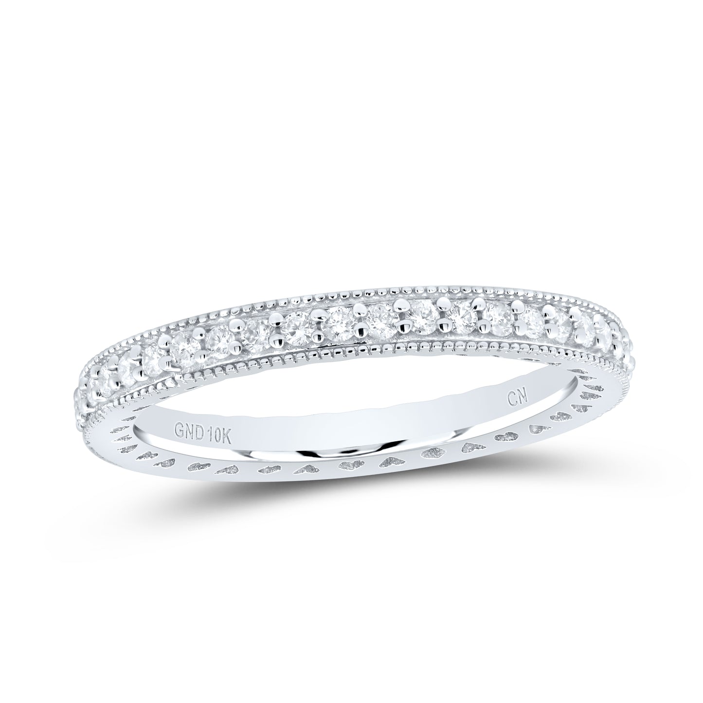 10kt White Gold 1/2 Cttw Diamond Ladies Wedding Engagement Fashion Band, Women Size: 5-9