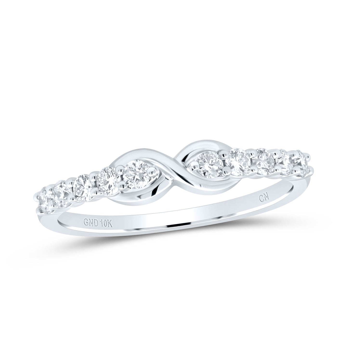 10kt White Gold 1/3 Cttw Diamond Infinity Wedding Engagement Fashion Band, Women Size: 5-9