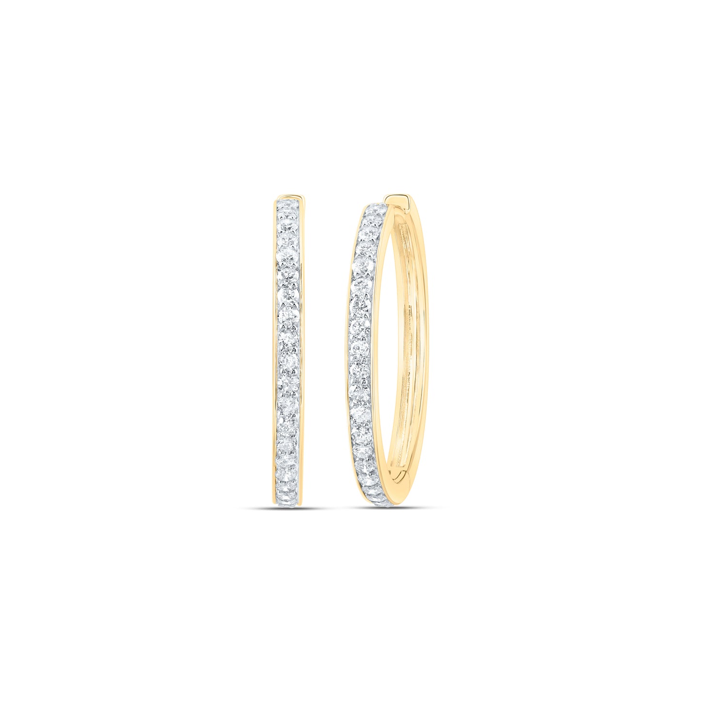 10kt Yellow Gold 3/4 Cttw Diamond Fashion Hoop Earring