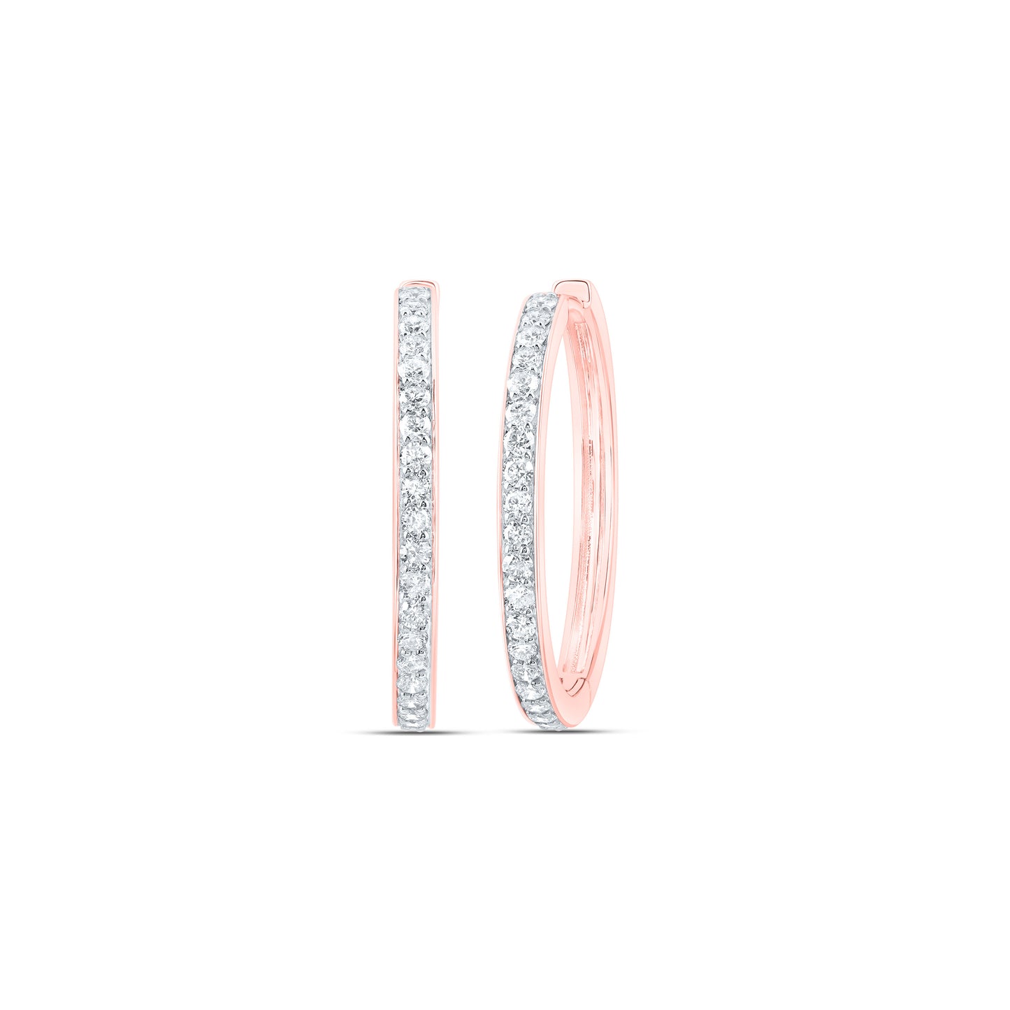 10kt Rose Gold 3/4 Cttw Diamond Fashion Hoop Earring