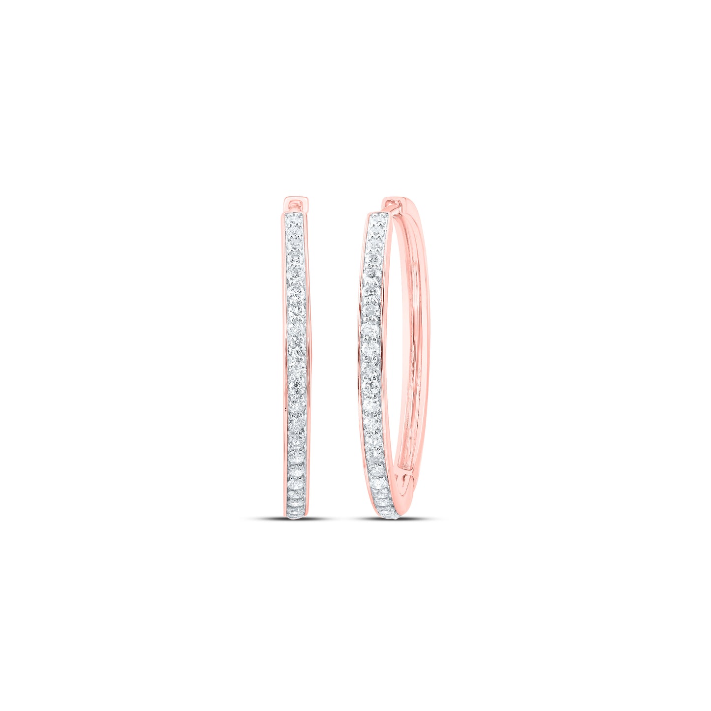 14kt Rose Gold 7/8 Cttw Diamond Fashion Hoop Earring