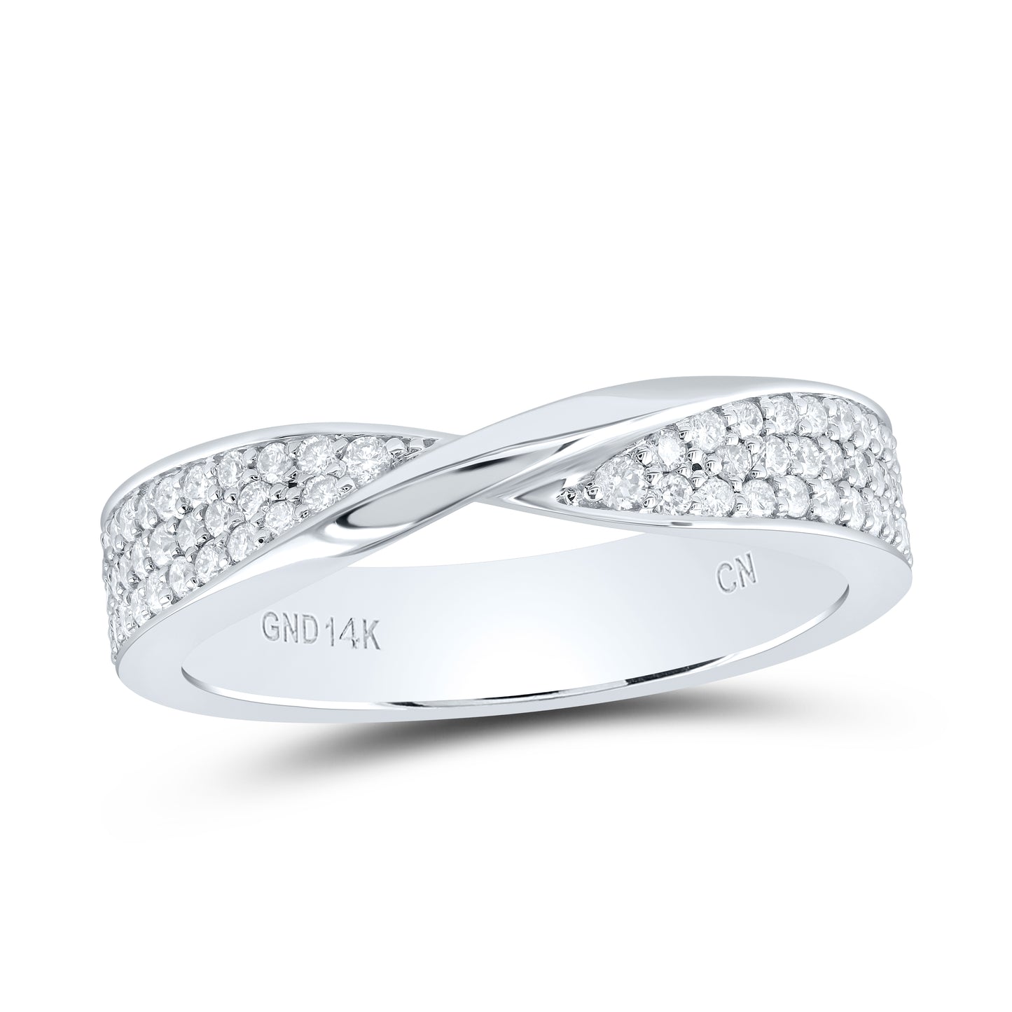 14kt White Gold 3/8 Cttw Diamond Ladies Wedding Engagement Fashion Band, Women Size: 5-9