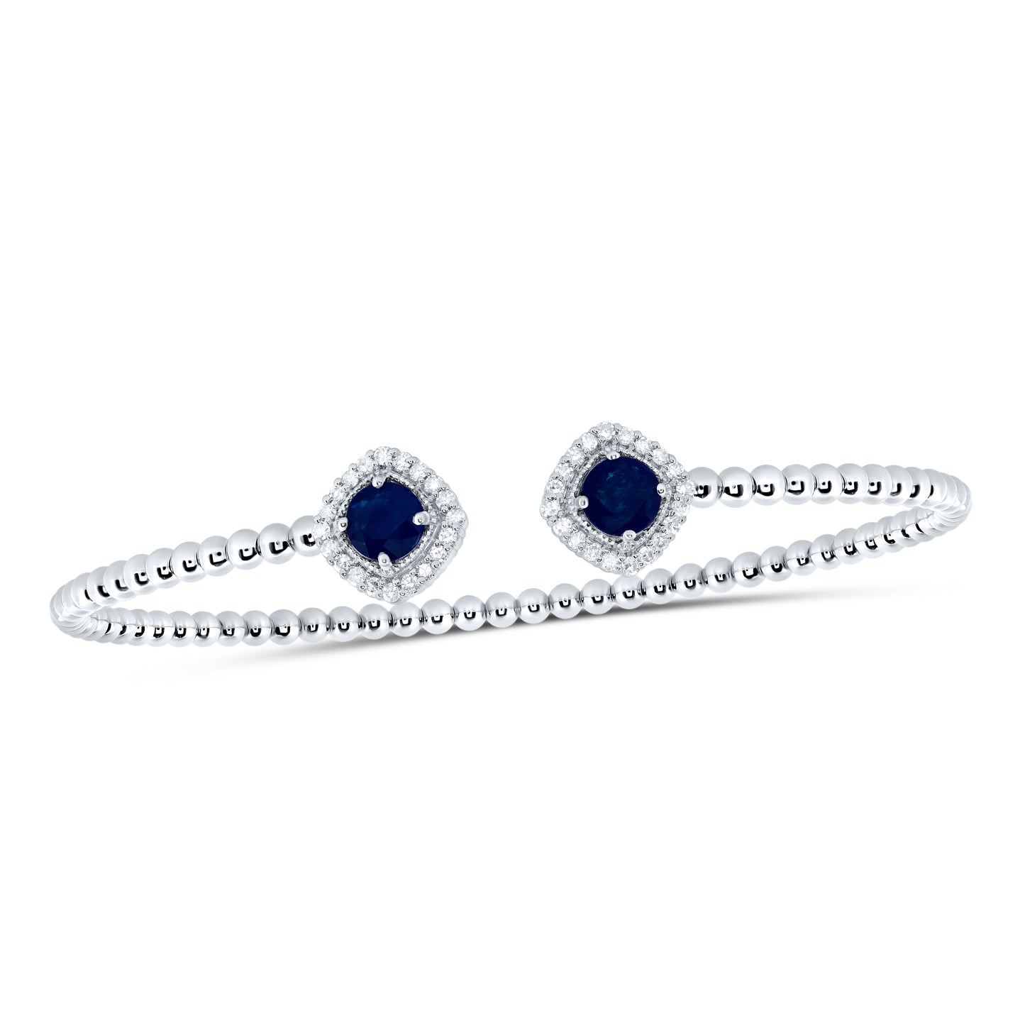14kt Yellow Or White Gold Diamond 5mm Round Natural Gem Ladies Bangle (59x53 Mm)