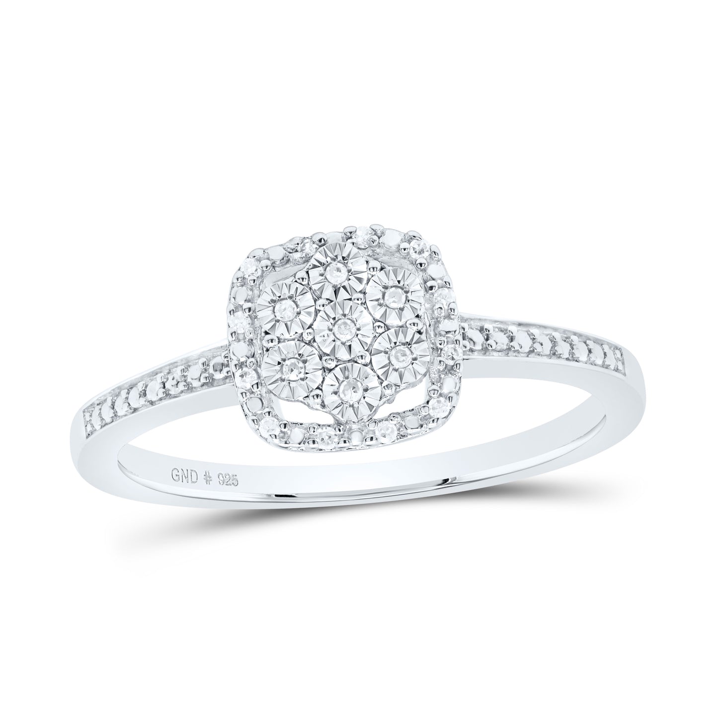 Sterling Silver 1/20 Cttw- Natural Diamond Cushion Wedding Engagement Anniversary Ring, Women Size: 5-9