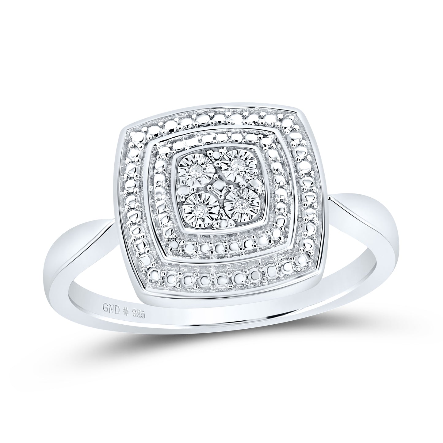 Sterling Silver 0.01 Cttw Natural Diamond Cushion Wedding Engagement Anniversary Ring, Women Size: 5-9