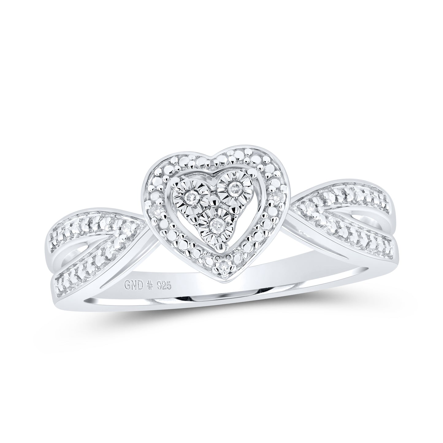 Sterling Silver 0.03 Cttw Natural Diamond Heart Wedding Engagement Anniversary Ring, Women Size: 5-9