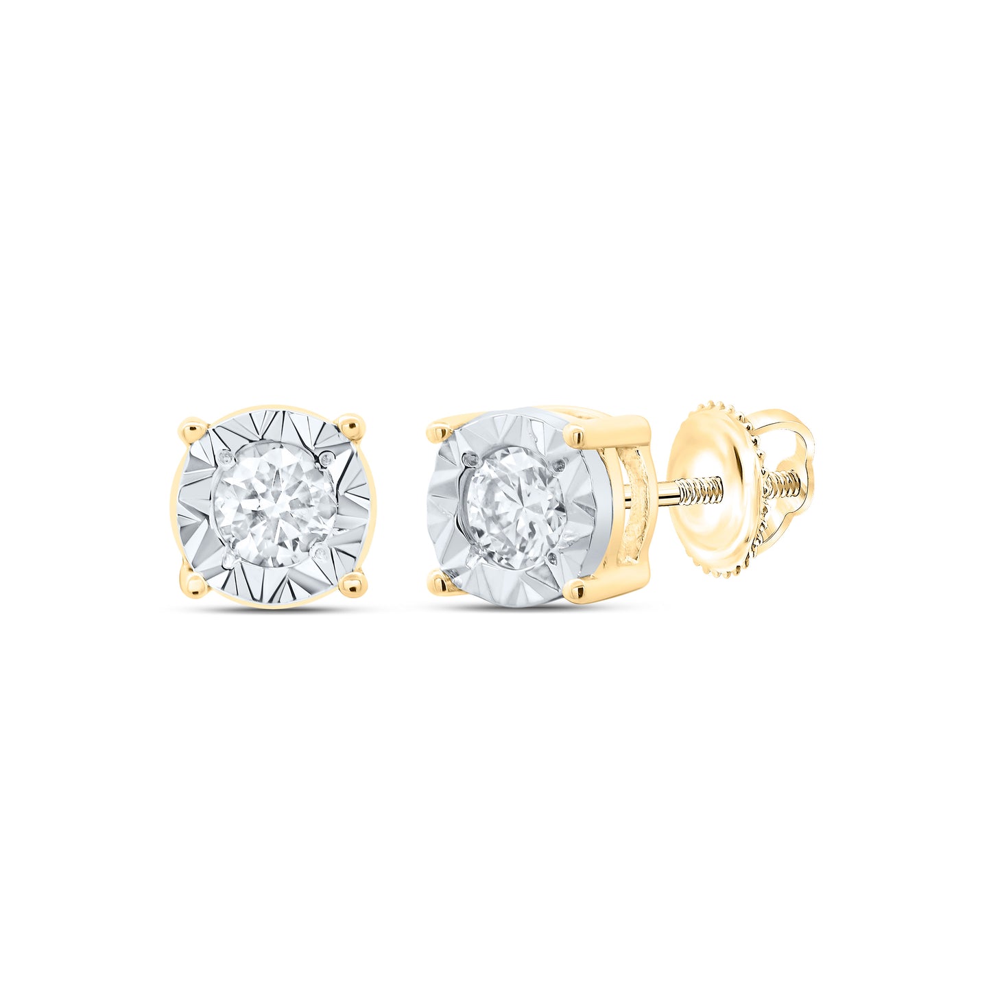 10kt Yellow Gold 1/6 Cttw Diamond Fashion Round Earring