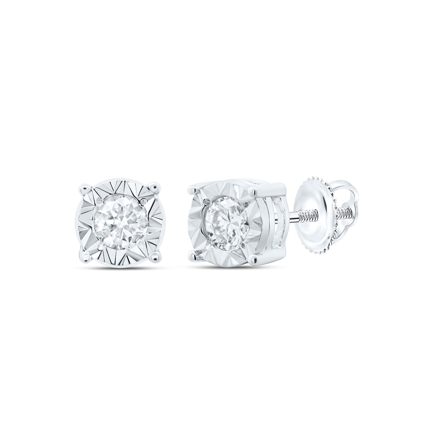 10kt White Gold 1/6 Cttw Diamond Fashion Round Earring