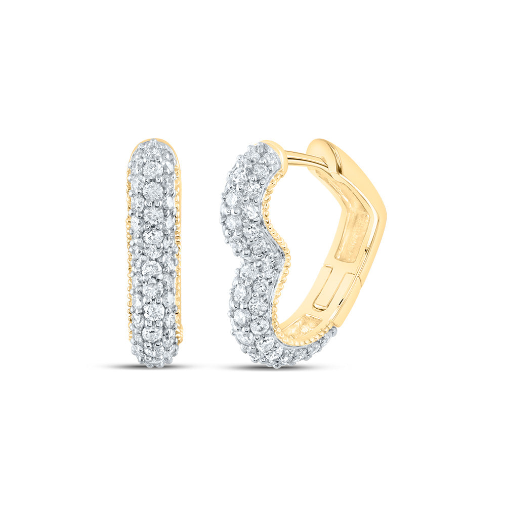 14kt Yellow Gold 3/4 Cttw Natural Diamond Ana M Fashion Heart Hoop Earring