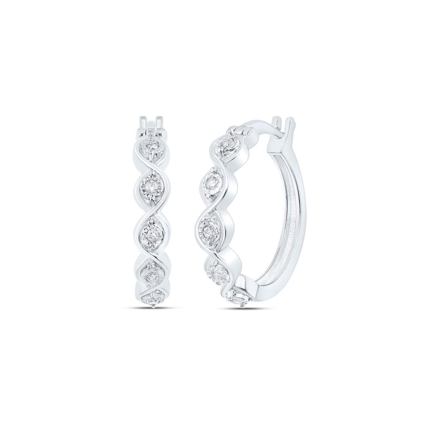 Sterling Silver 1/8 Cttw Diamond Hoop Earring
