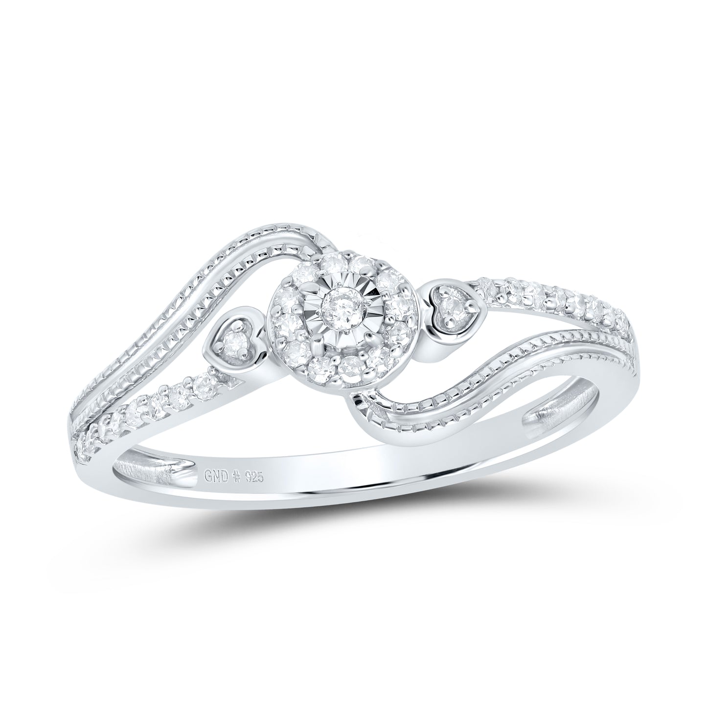 Sterling Silver 1/8 Cttw Wedding Engagement Anniversary Diamond Ring, Women Size: 5-9