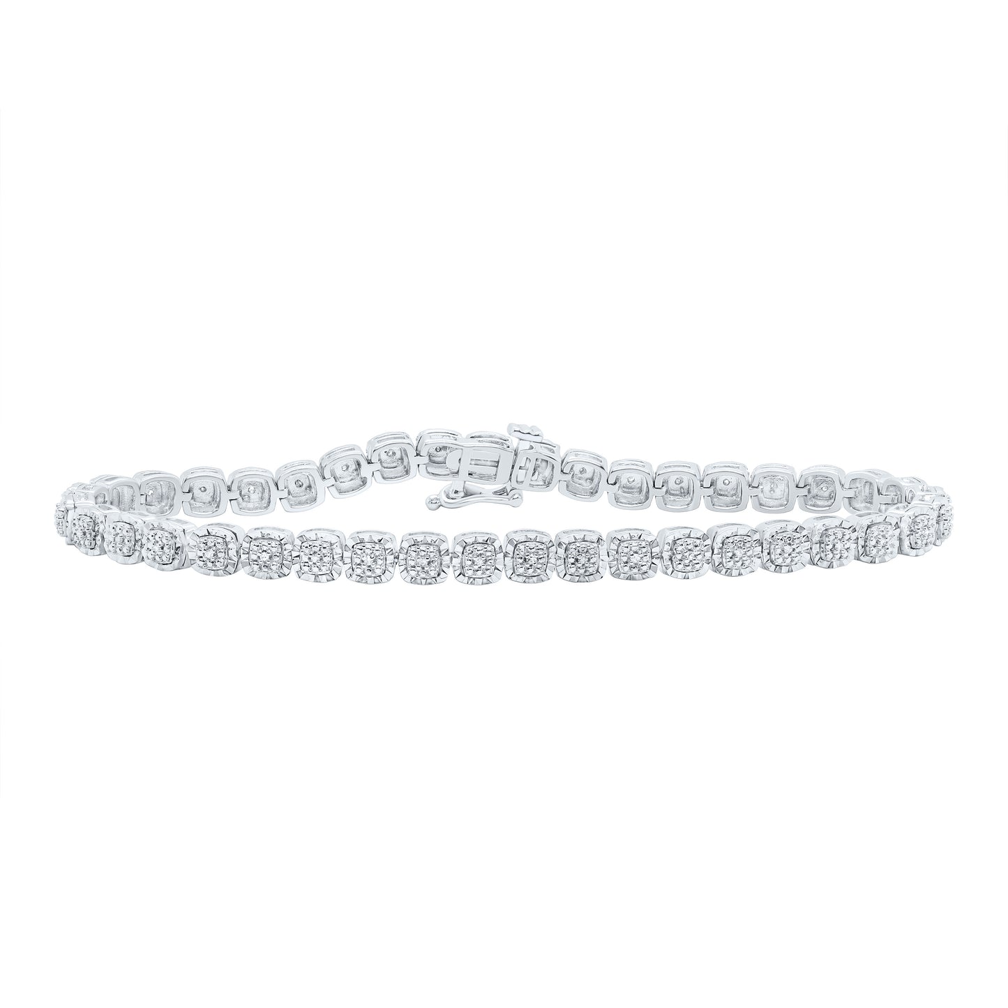 Sterling Silver 1/10 Cttw Natural Diamond Bracelet, Length: 7 Inch
