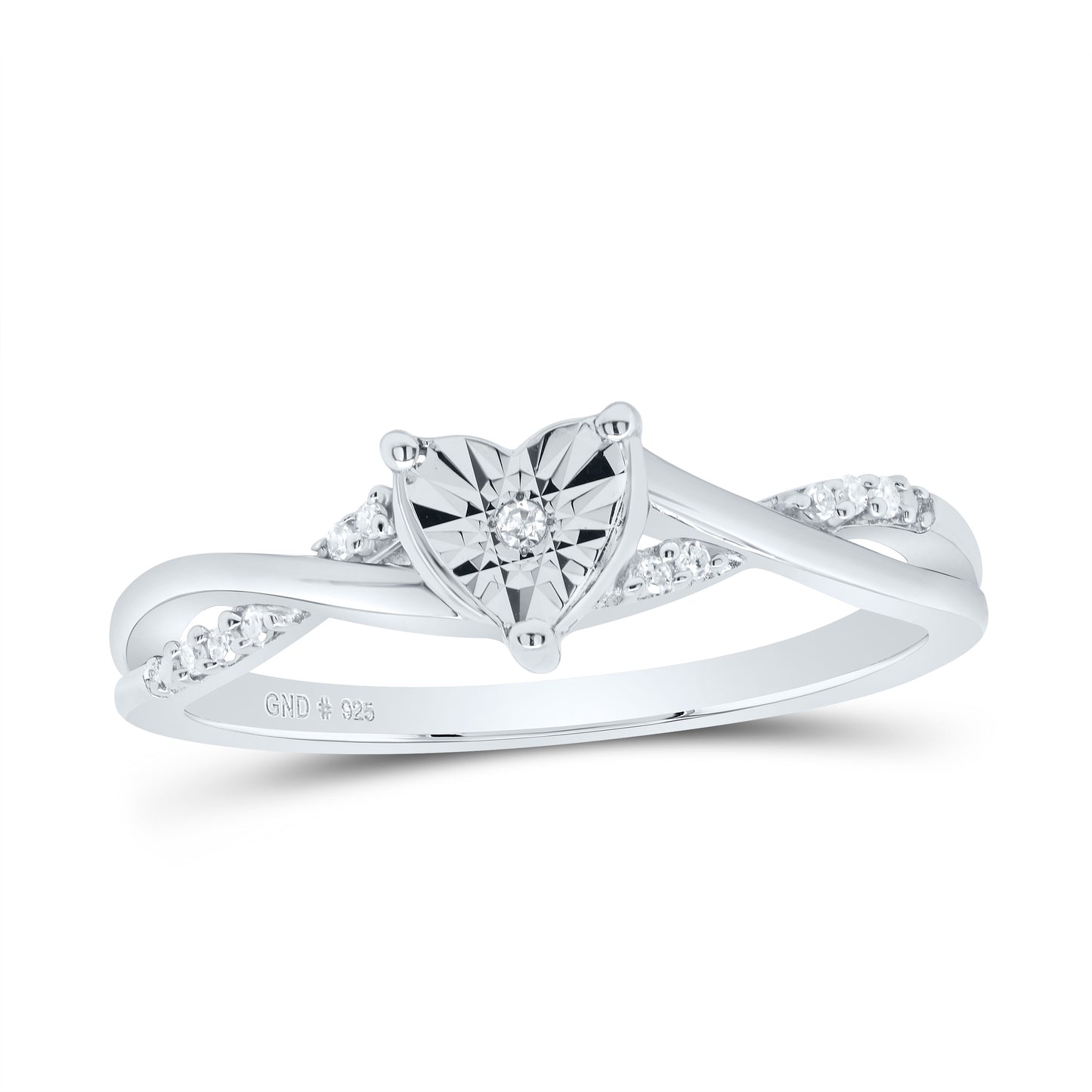 Sterling Silver 1/20 Cttw Natural Diamond Heart Wedding Engagement Anniversary Ring, Women Size: 5-9