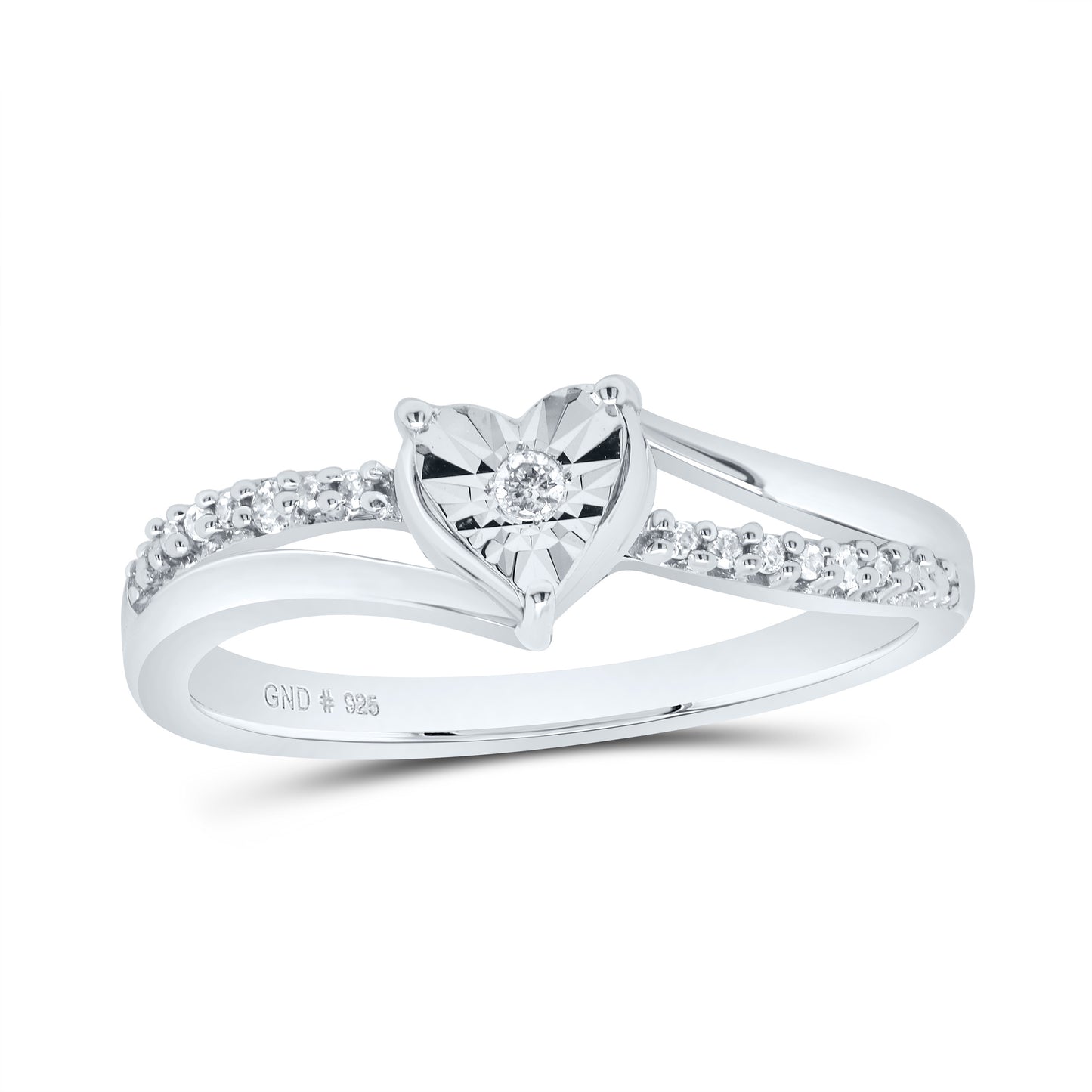 Sterling Silver 1/12 Cttw Natural Diamond Heart Wedding Engagement Anniversary Ring, Women Size: 5-9