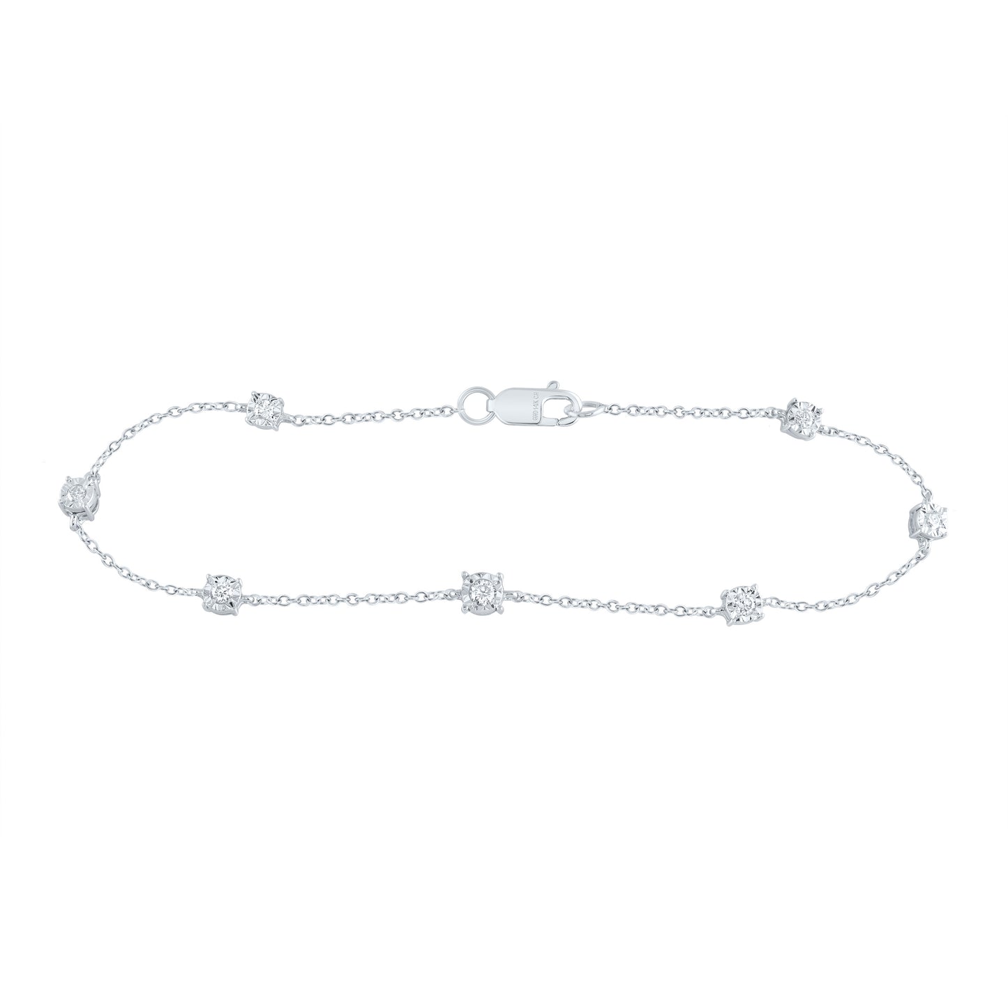 14kt White Gold 1/5 Cttw Diamond Fashion Bracelet, Length: 7 Inch