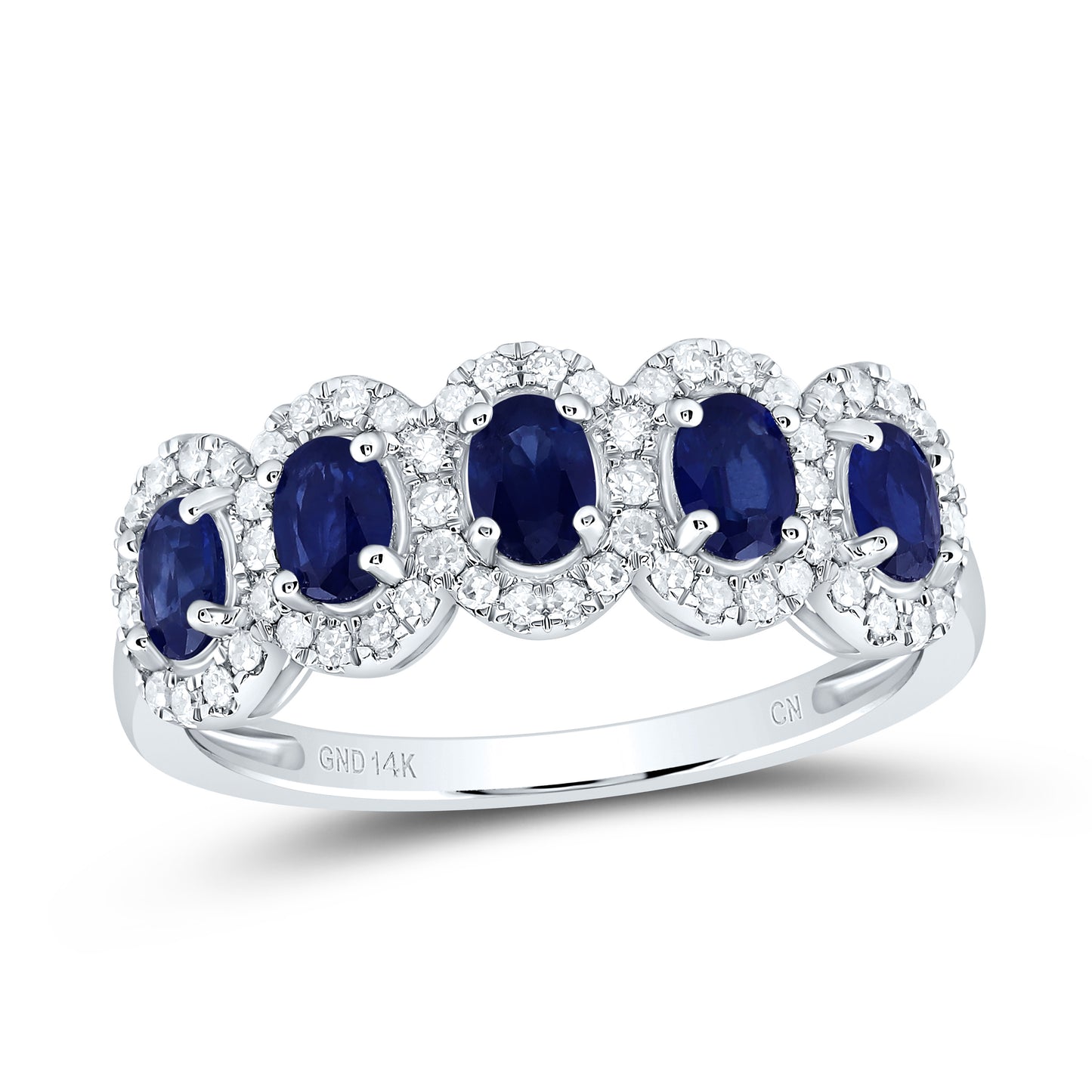 14K Yellow or White Gold 1/4 Ctw Diamond Oval Natural Gem Anniversary Band, Womens Size: 5-9