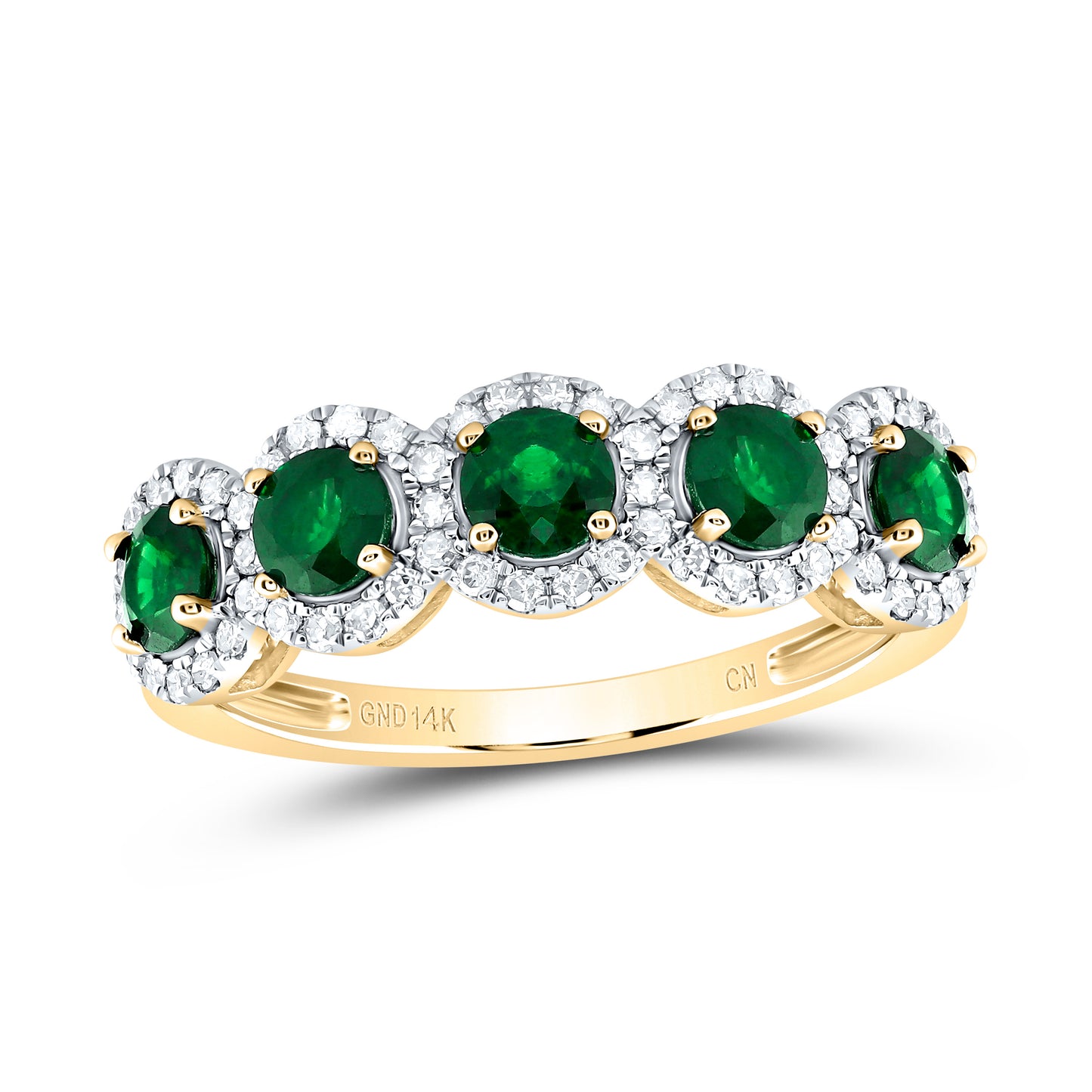 14K Yellow Gold 1/4 Ctw Diamond Round Natural Gem Anniversary Band, Womens Size: 5-9