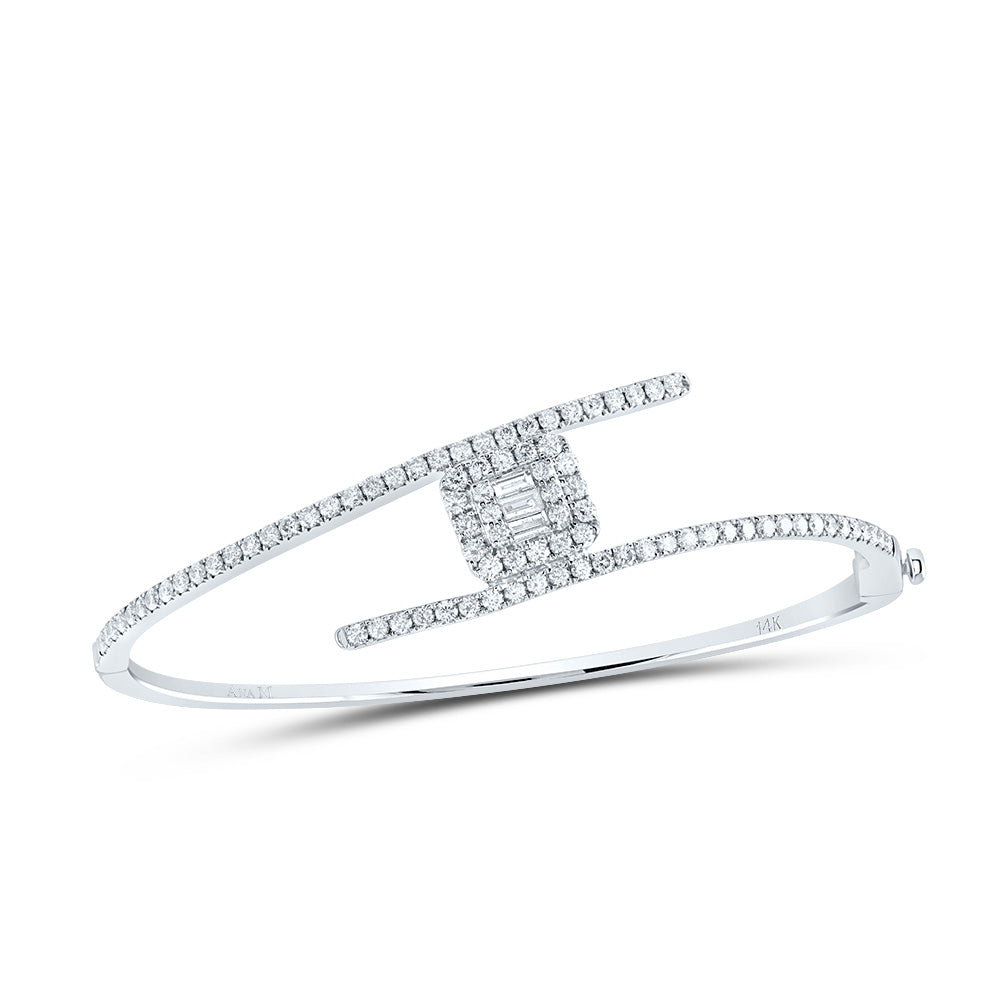 14kt White Gold 1 1/2 Cttw Natural Diamond Ana M Fashion Bangle (48x60 Mm)