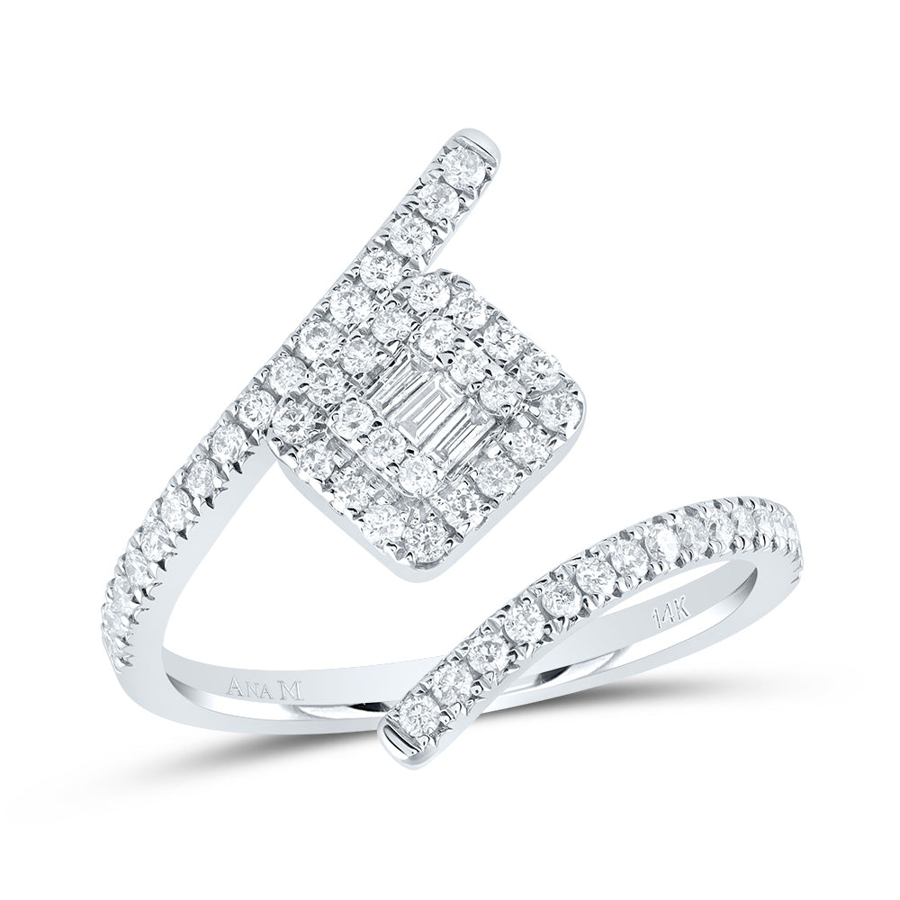 14kt White Gold 1/2 Cttw Natural Diamond Ana M Bridal Wedding Engagement Anniversary Ring, Women Size: 5-9