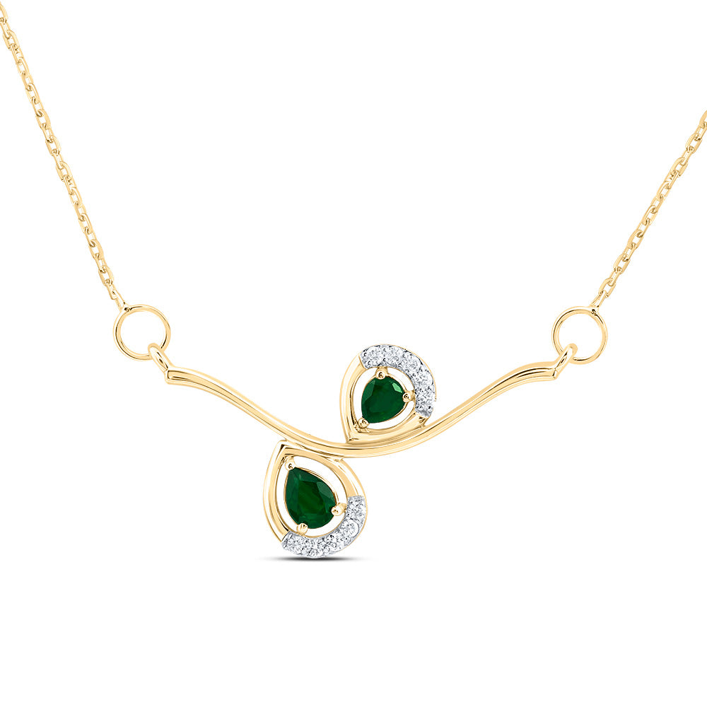 14kt Yellow Gold Natural Diamond and Pear Natural Gem Fashion Necklace, Length: 18 Inch