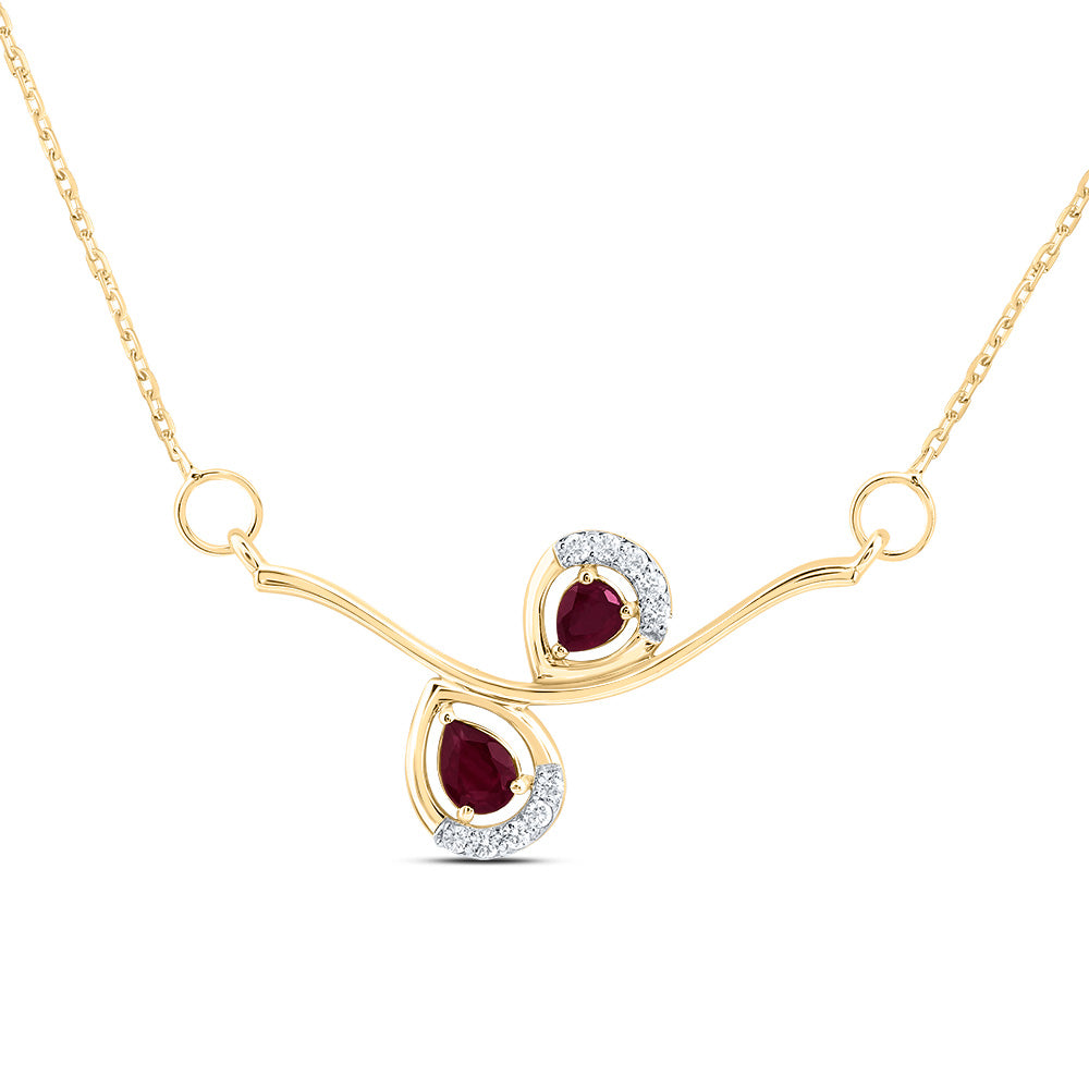 14kt Yellow Gold Natural Diamond and Pear Natural Gem Fashion Necklace, Length: 18 Inch