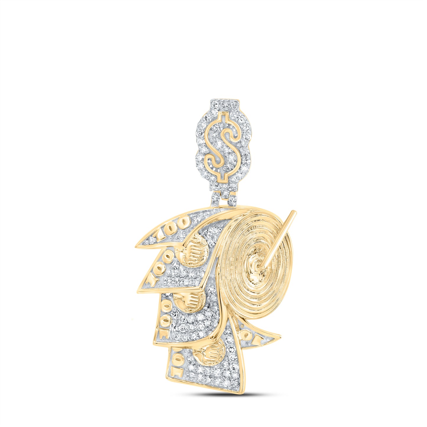 10kt Yellow Gold 1/2 Cttw Natural Diamond Money Roll Mens Charm