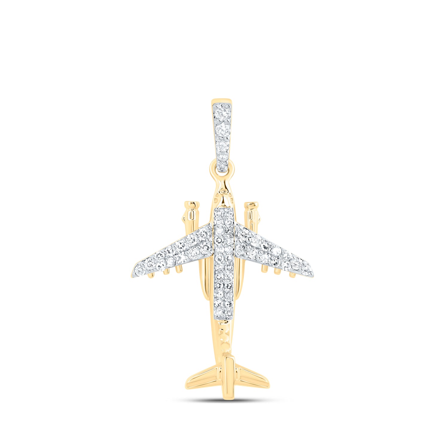 10kt Yellow Gold 1/3 Cttw Natural Diamond Flight Fashion Pendant