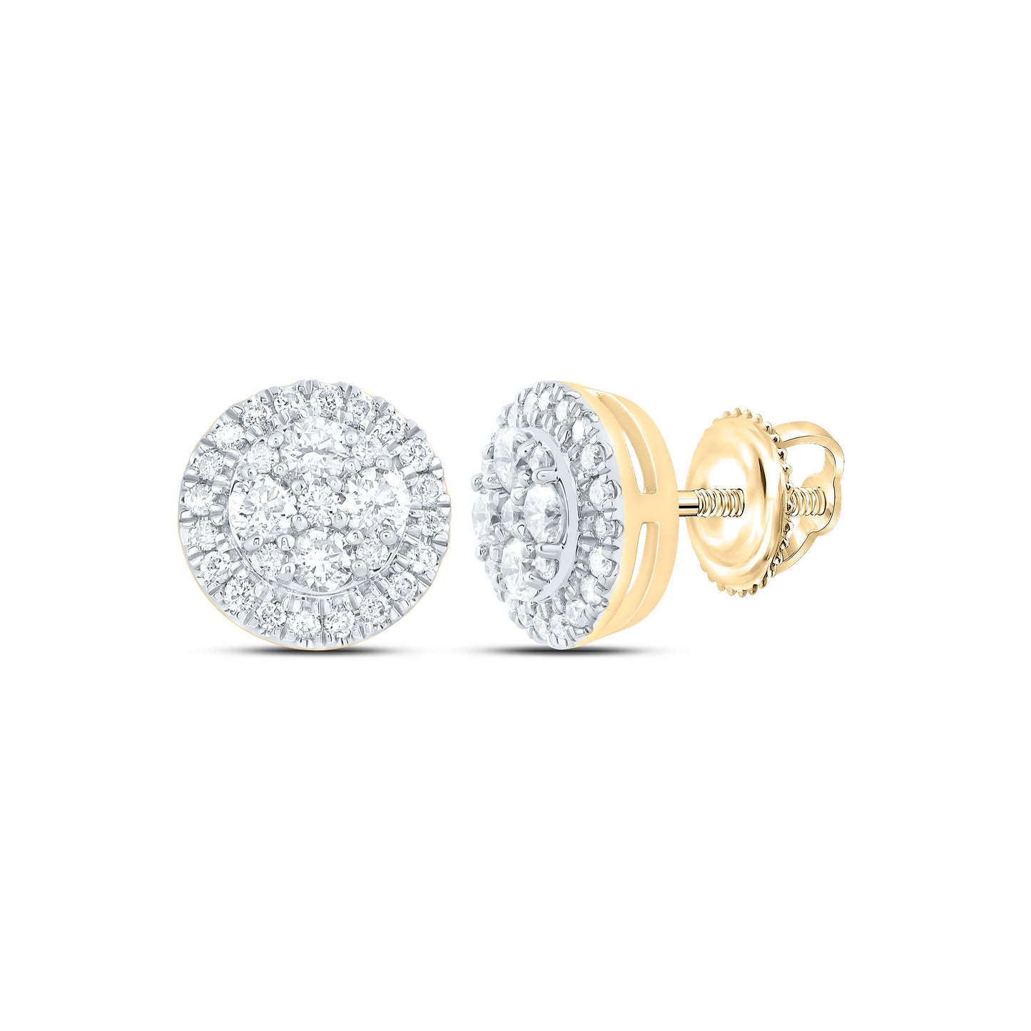 14kt Yellow Gold 1/2 Cttw Natural Diamond Fashion Round Stud Earring