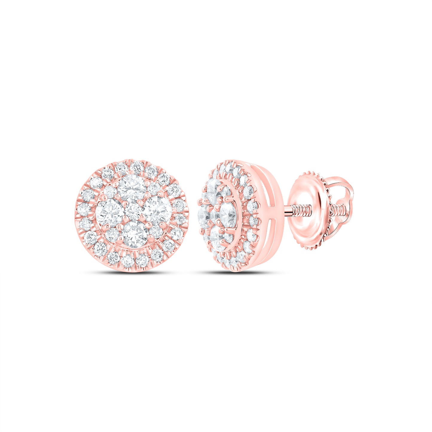 14kt Rose Gold 1/2 Cttw Natural Diamond Fashion Round Stud Earring