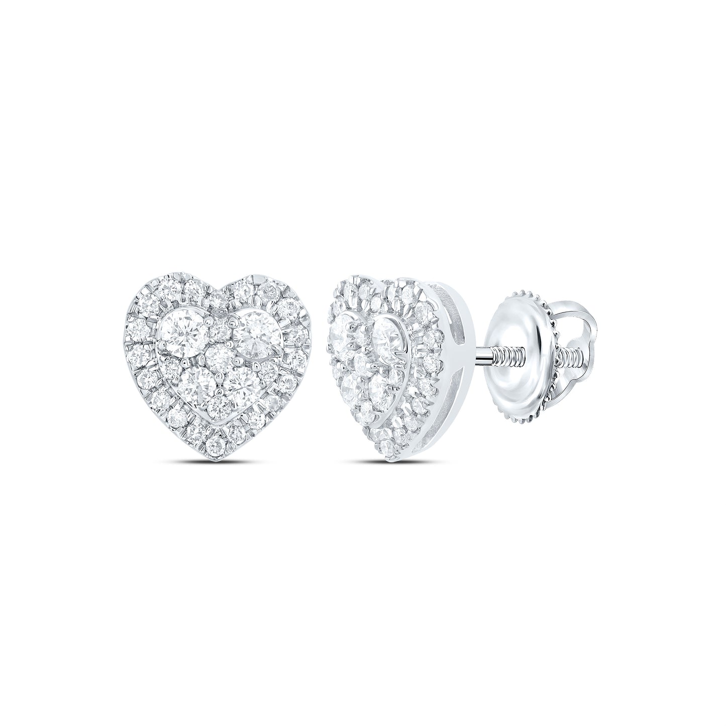 14kt Yellow Or White Or Rose Gold Natural Diamond Fashion Heart Stud Earring