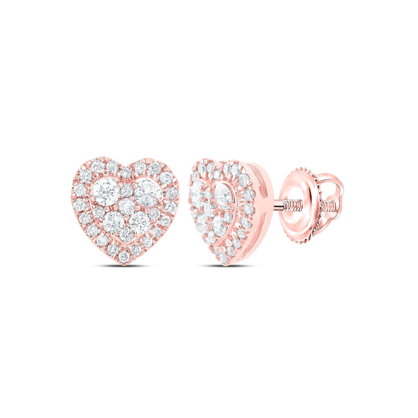 14kt Yellow Or White Or Rose Gold Natural Diamond Fashion Heart Stud Earring