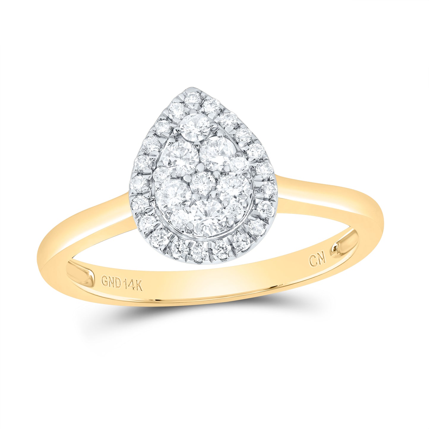 14kt Yellow Gold 1/3 Cttw Natural Diamond Fashion Pear Wedding Engagement Anniversary Ring, Women Size: 5-9