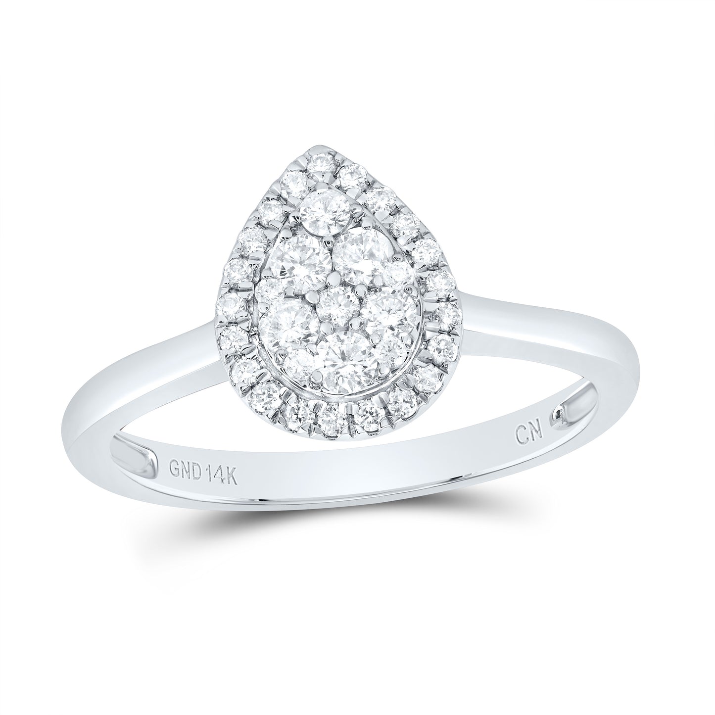 14kt White Gold 1/3 Cttw Natural Diamond Fashion Pear Wedding Engagement Anniversary Ring, Women Size: 5-9