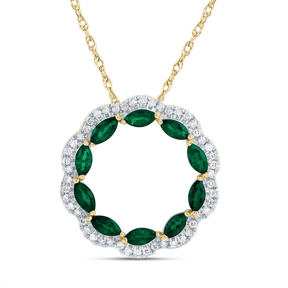 14K Yellow or White Gold 1/5 Ctw Diamond Marquise Natural Gem Fashion Necklace (18 Inch)