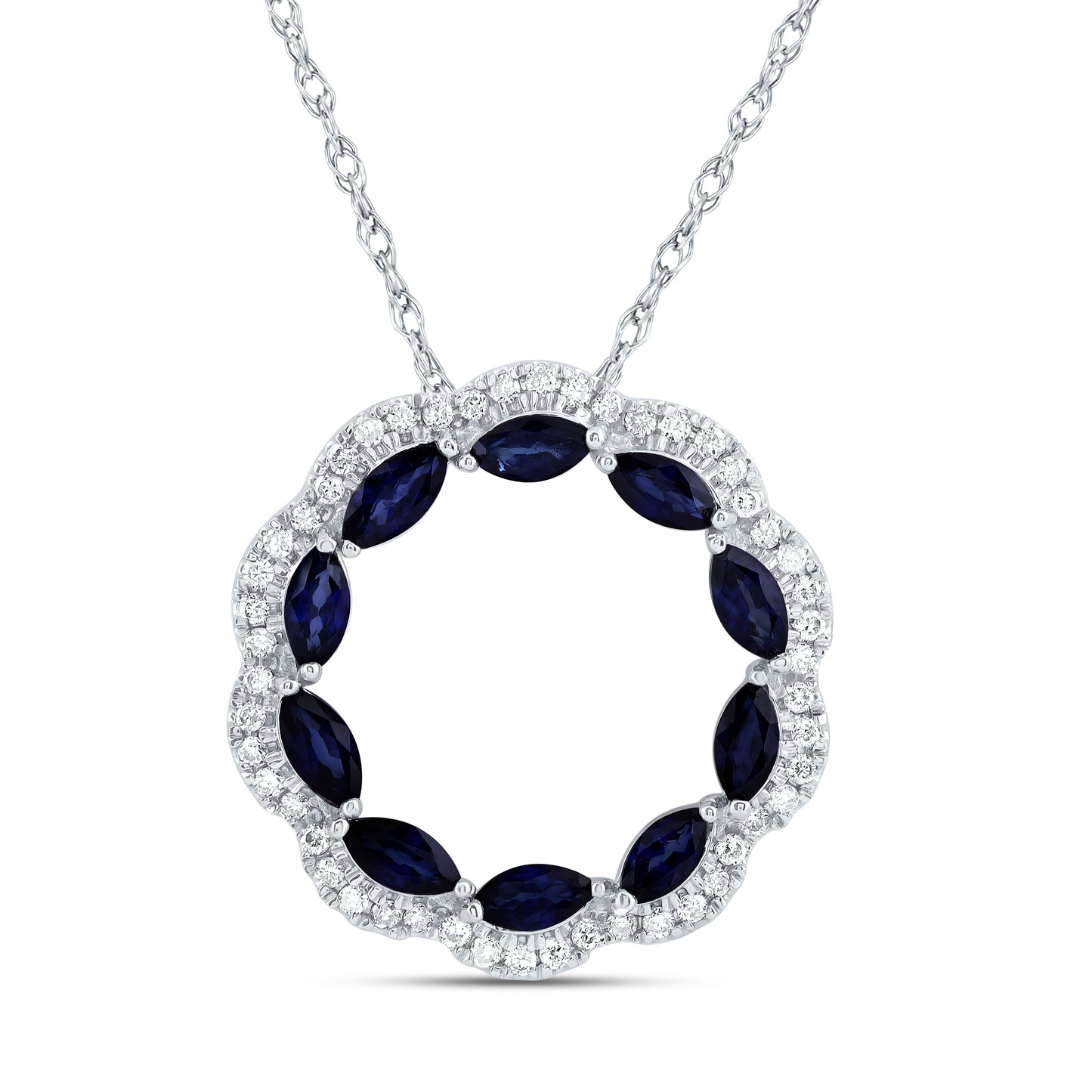 14K Yellow or White Gold 1/5 Ctw Diamond Marquise Natural Gem Fashion Necklace (18 Inch)