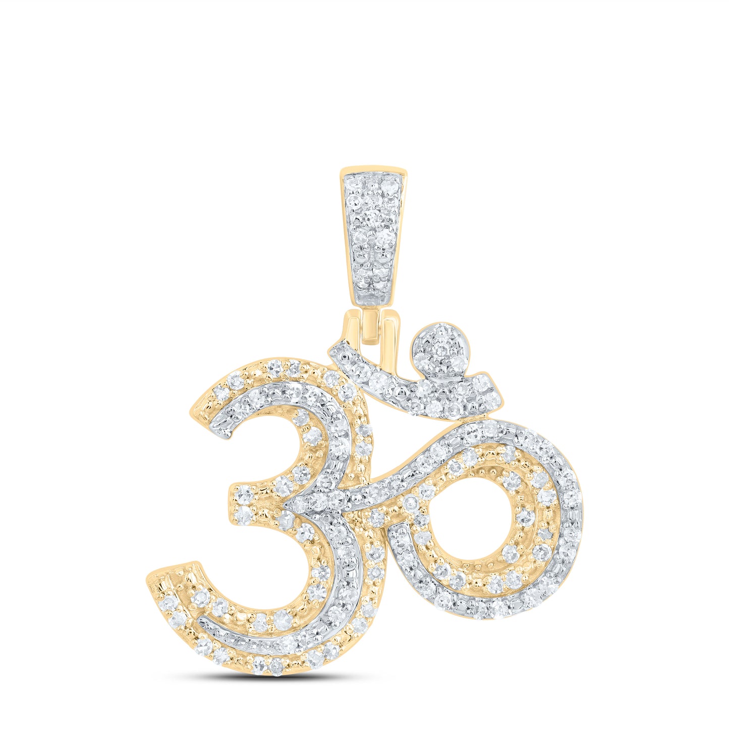 10kt Yellow Gold 1/3 Cttw Natural Diamond Fashion Om Pendant