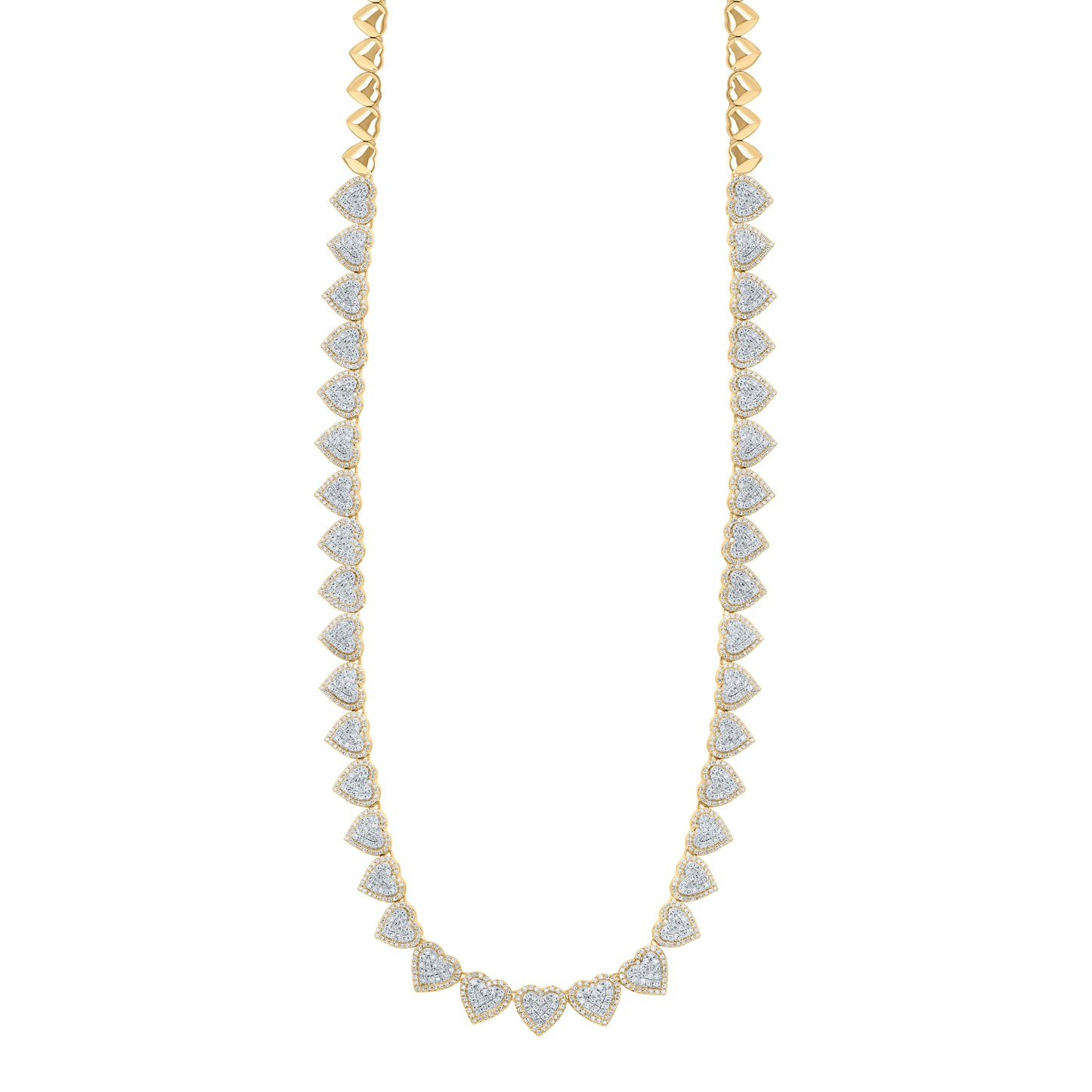 14kt Yellow Gold 4 Cttw Natural Diamond Fashion Heart Necklace, Length: 17 Inch