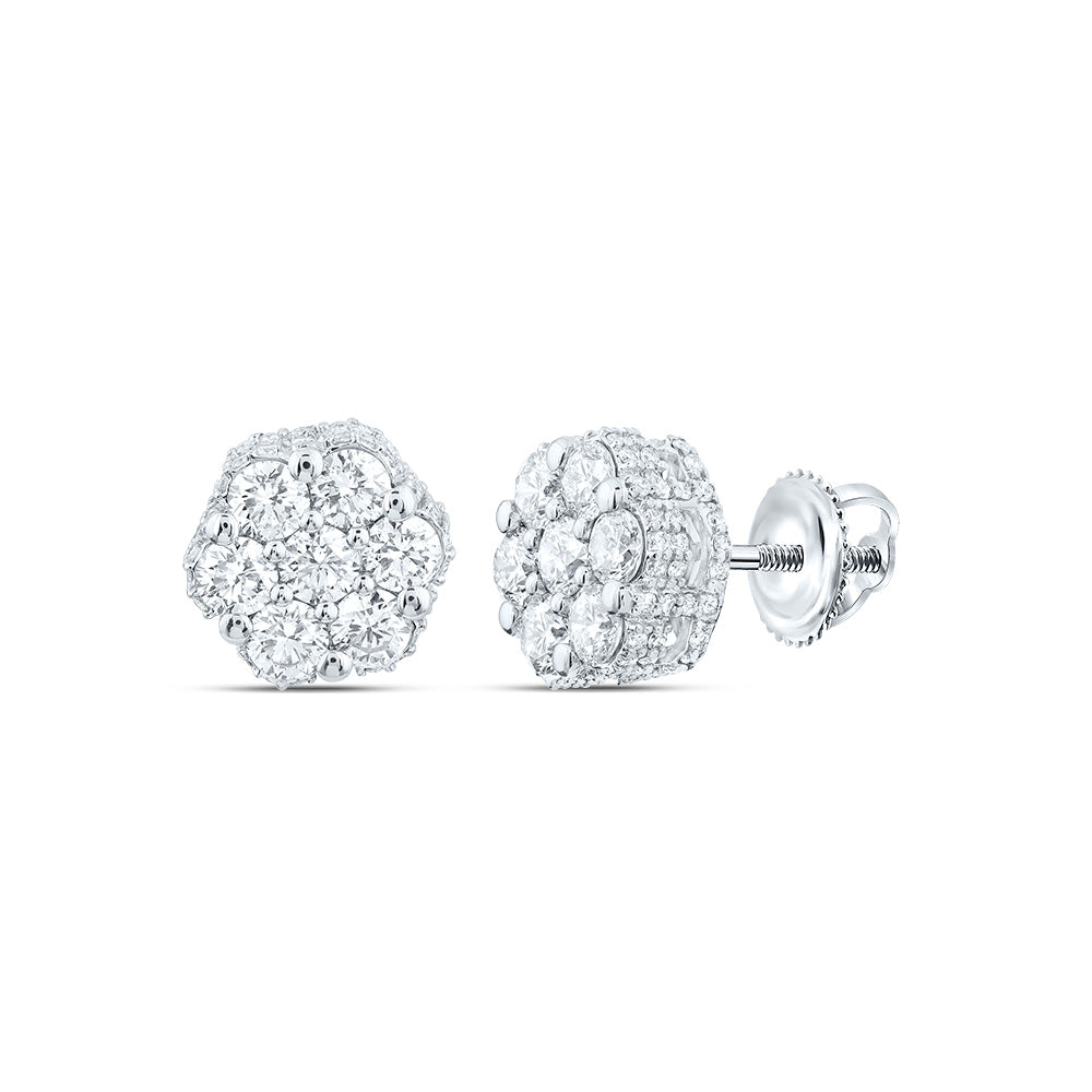 14kt White Gold 1 1/4 Cttw Natural Diamond Ana M Fashion Flower Stud Earring
