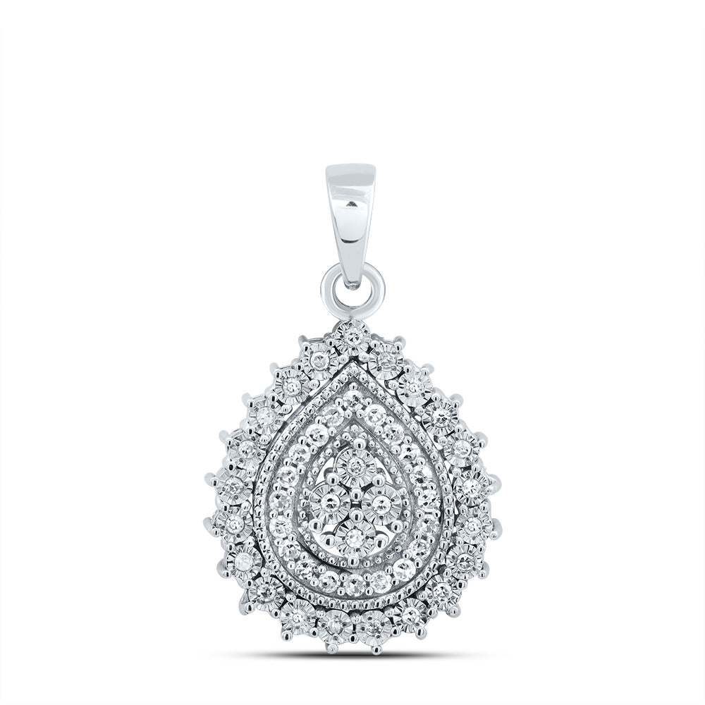 Sterling Silver 1/5 Cttw Natural Diamond Pear Pendant