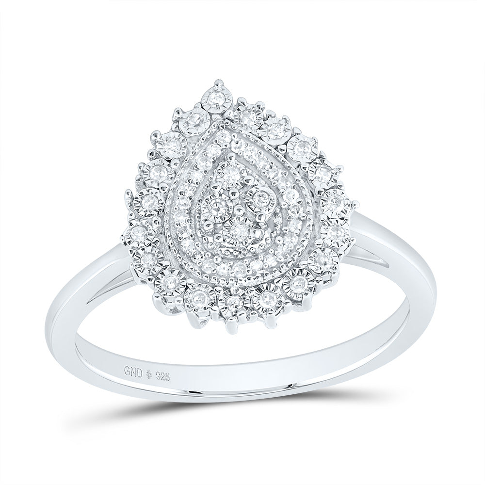 Sterling Silver 1/8 Cttw Natural Diamond Pear Wedding Engagement Anniversary Ring, Women Size: 5-9