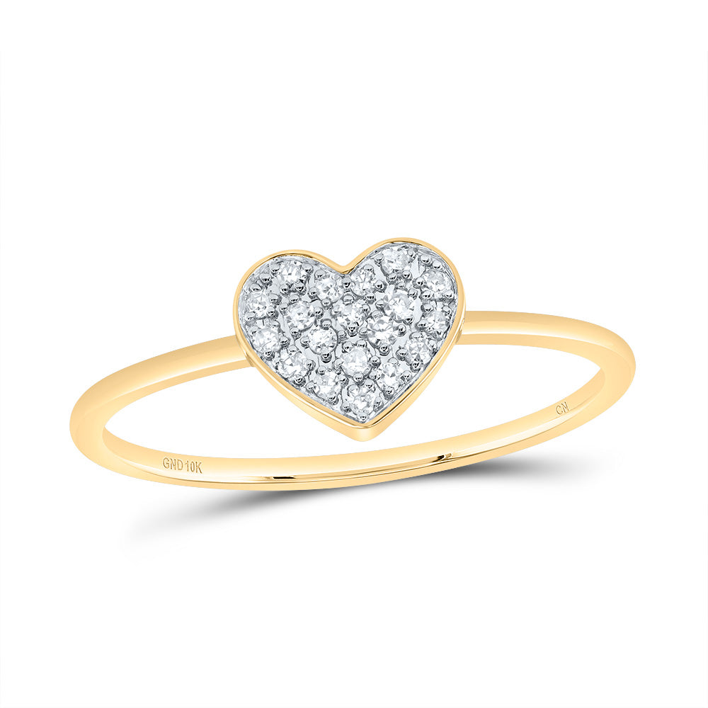 10kt Yellow Gold 1/10 Cttw Natural Diamond Heart Wedding Engagement Anniversary Ring, Women Size: 5-9