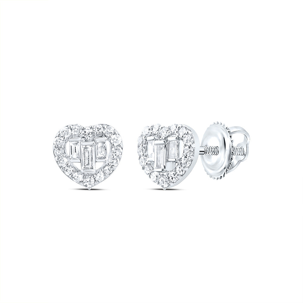 10kt Yellow Or White Gold Natural Diamond Heart Earring