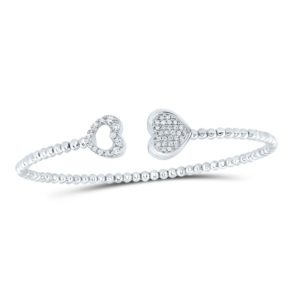 14K Yellow Or White Gold 1/3Cttw Natural Diamond Cn Fashion Heart Bangle (65X52 Mm)