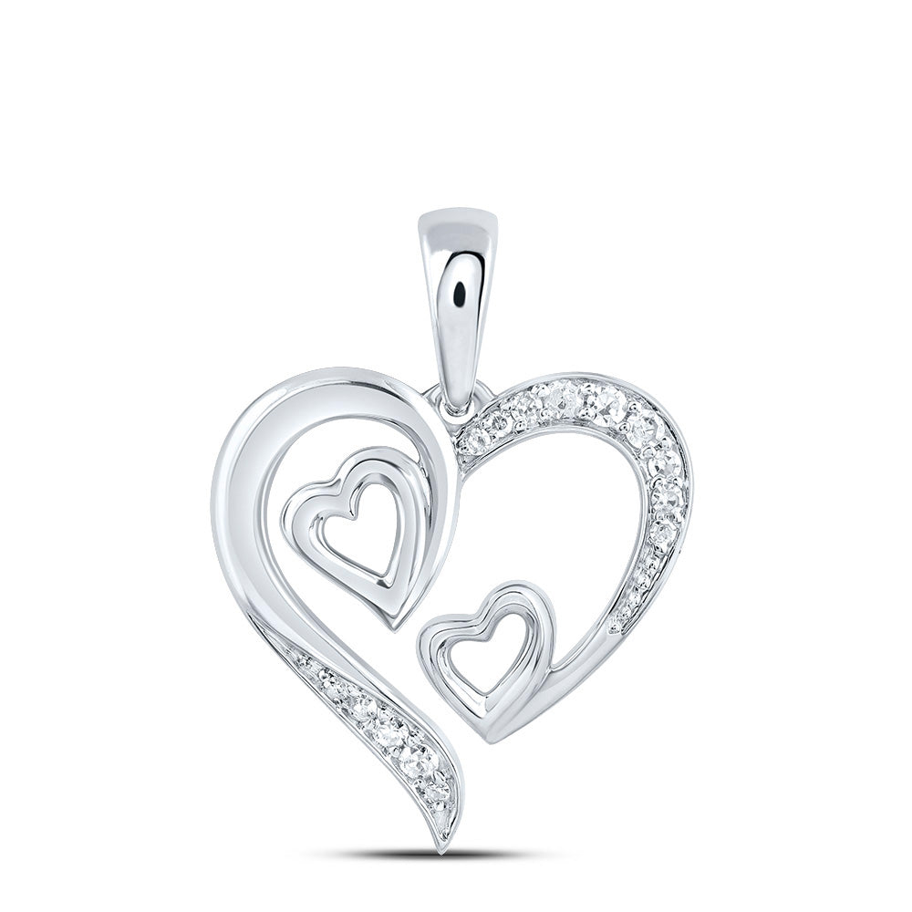 Sterling Silver 1/12 Cttw Natural Diamond Heart Pendant
