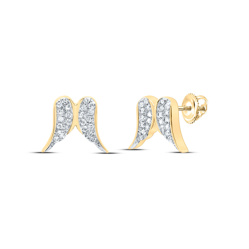 10kt Yellow Gold 1/10 Cttw Natural Diamond Wings Earring